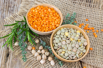 lentils and fresh herbs
