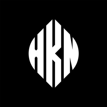 XKN circle letter logo design with circle and ellipse shape. XKN ellipse letters with typographic style. The three initials form a circle logo. XKN circle emblem abstract monogram letter mark vector.