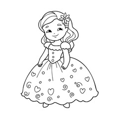 Fototapeta premium Little Princess Coloring page for kids