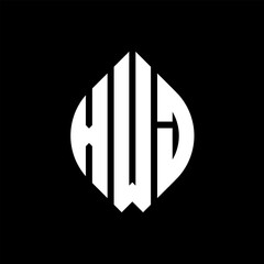 XWJ circle letter logo design with circle and ellipse shape. XWJ ellipse letters with typographic style. The three initials form a circle logo. XWJ circle emblem abstract monogram letter mark vector.