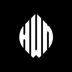 XWM circle letter logo design with circle and ellipse shape. XWM ellipse letters with typographic style. The three initials form a circle logo. XWM circle emblem abstract monogram letter mark vector.