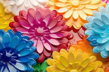 Obraz premium Colorful Abstract Geometric Floral Fantasy 3D Render with Bright Colors Background