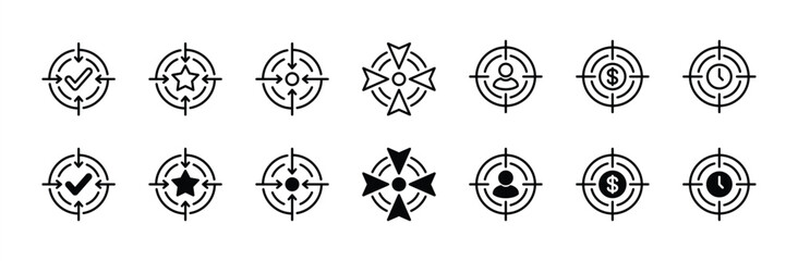 Success aiming icon. Successful business, people, finance, time, and goal target icon symbol. Vector illustration