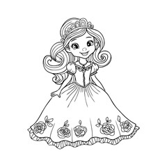 Obraz na płótnie Canvas Little Princess Coloring page for kids