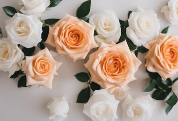 Flowers wall background with white and light orange roses stock photoFlower White Color Wall Building Feature Backgrounds Rose