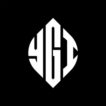 YGI circle letter logo design with circle and ellipse shape. YGI ellipse letters with typographic style. The three initials form a circle logo. YGI circle emblem abstract monogram letter mark vector.
