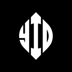 YID circle letter logo design with circle and ellipse shape. YID ellipse letters with typographic style. The three initials form a circle logo. YID circle emblem abstract monogram letter mark vector.