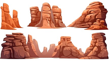 stone canyons. cartoon illustration - obrazy, fototapety, plakaty