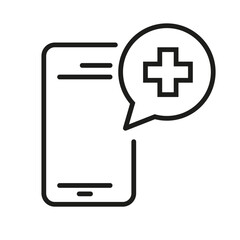 Obraz premium Call doctor icon, online medical help outline vector illustration isolated on white background.