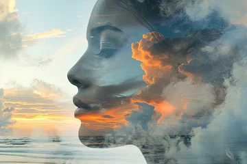 a woman's face in the clouds. In the double exposure. © ZoomTeam