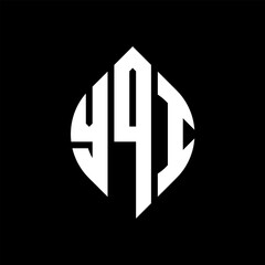 YQI circle letter logo design with circle and ellipse shape. YQI ellipse letters with typographic style. The three initials form a circle logo. YQI circle emblem abstract monogram letter mark vector.