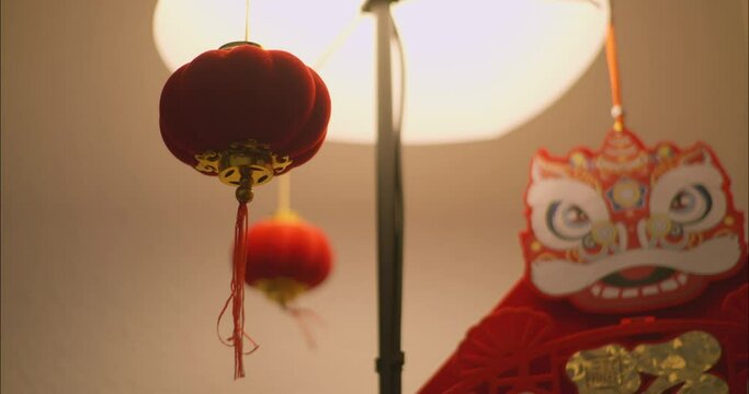 Chinese New Year Decorations On A Lamp