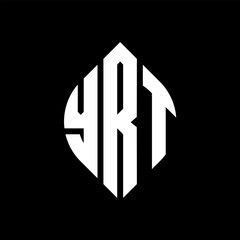 YRT circle letter logo design with circle and ellipse shape. YRT ellipse letters with typographic style. The three initials form a circle logo. YRT circle emblem abstract monogram letter mark vector.