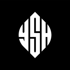 YSH circle letter logo design with circle and ellipse shape. YSH ellipse letters with typographic style. The three initials form a circle logo. YSH circle emblem abstract monogram letter mark vector.