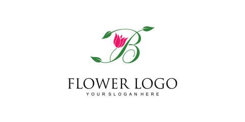 Creative flower logo design with combination letter from A to Z|rose logo| premium vector