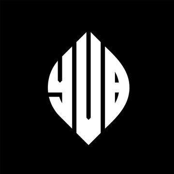 YVB circle letter logo design with circle and ellipse shape. YVB ellipse letters with typographic style. The three initials form a circle logo. YVB circle emblem abstract monogram letter mark vector.