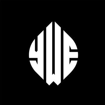 YWE circle letter logo design with circle and ellipse shape. YWE ellipse letters with typographic style. The three initials form a circle logo. YWE circle emblem abstract monogram letter mark vector.