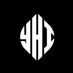 YXI circle letter logo design with circle and ellipse shape. YXI ellipse letters with typographic style. The three initials form a circle logo. YXI circle emblem abstract monogram letter mark vector.