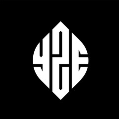 Obraz premium YZE circle letter logo design with circle and ellipse shape. YZE ellipse letters with typographic style. The three initials form a circle logo. YZE circle emblem abstract monogram letter mark vector.