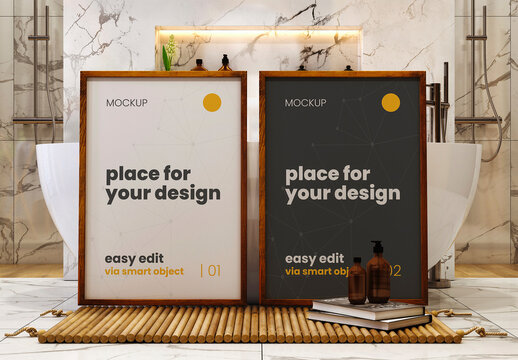 Bathroom Shower Poster Frame Mockup 03
