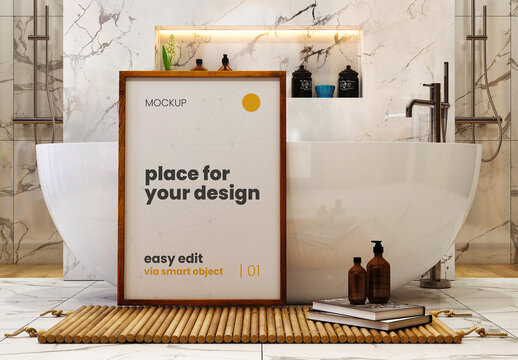 Bathroom Shower Poster Frame Mockup 01