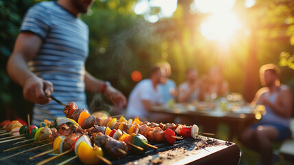 Friends Enjoying Summer Barbecue Party Outdoors
