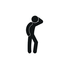 a person is standing, tired, thinking, human figure, pictogram, various poses, flat vector illustration