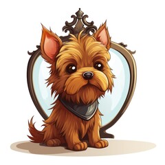 Yorkshire terrier dog with mirror