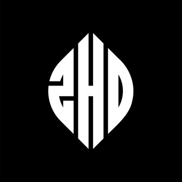ZHD circle letter logo design with circle and ellipse shape. ZHD ellipse letters with typographic style. The three initials form a circle logo. ZHD circle emblem abstract monogram letter mark vector.