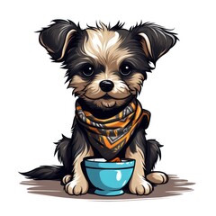 puppy Sitting Next to a Bowl