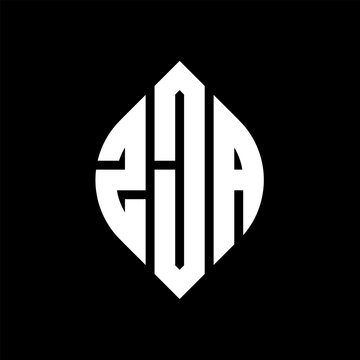 ZJA circle letter logo design with circle and ellipse shape. ZJA ellipse letters with typographic style. The three initials form a circle logo. ZJA circle emblem abstract monogram letter mark vector.