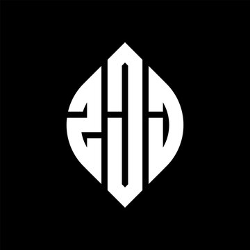 ZJJ circle letter logo design with circle and ellipse shape. ZJJ ellipse letters with typographic style. The three initials form a circle logo. ZJJ circle emblem abstract monogram letter mark vector.