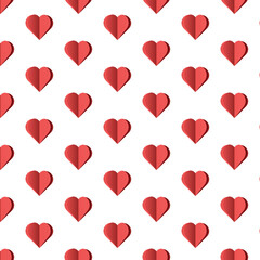 Web Paper cut hearts on white background. Seamless pattern design.