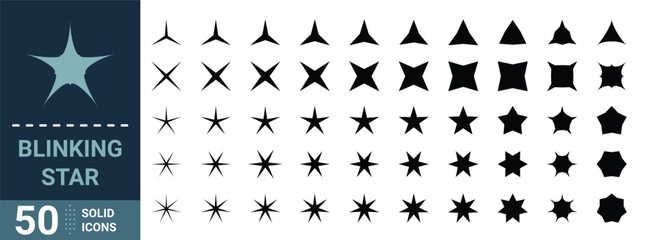 Blinking star solid icon collection - Vector - obrazy, fototapety, plakaty