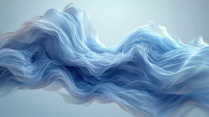 Foto op Plexiglas Blue abstract shape flows on a light background, wavy flow, background with wavy lines, smooth waves. Generative AI. © lesikvit