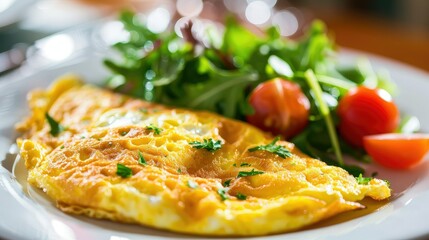 Omelets with tomatoes, cheese and red onion on white plate. Frittata - Italian omelet, copy space. - obrazy, fototapety, plakaty