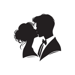 Whispering Serenade Silhouette: Captivating for Stock - Valentine Day Black Vector Stock
