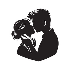 Endearing Love's Whisper Silhouette: Ideal for Stock - Valentine Day Black Vector Stock
