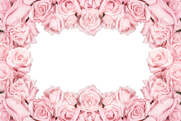 Rose flower wreath. Watercolor blush flowers isolated on PNG Background. Generative Ai.