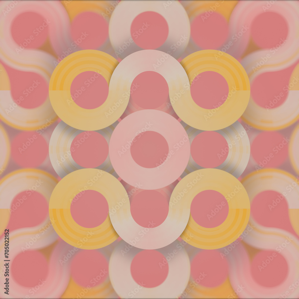 Fototapete Colorful abstract design with a pattern of interlaced circles and arcs. 3d rendering digital illustration