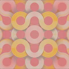 Colorful abstract design with a pattern of interlaced circles and arcs. 3d rendering digital illustration