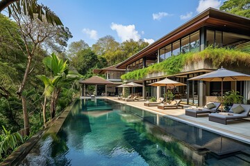 Fototapeta na wymiar Luxury Haven: Capturing the Essence of Aspirational Living in a Picturesque Property with Stunning Architecture and Inviting Interiors