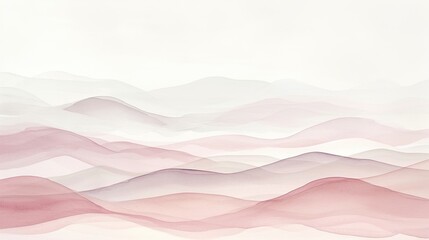 A minimalist watercolor illustration with gentle, undulating waves of soft pinks and whites. 