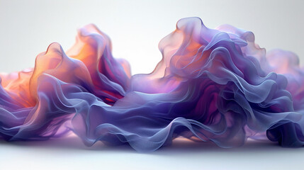 Obraz premium Purple abstract shape flows on a light background, wavy flow, background with wavy lines, smooth waves. Generative AI.