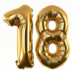 Obraz na płótnie Canvas realistic isolated golden balloon number of 18 for invitation decoration on the transparent background.