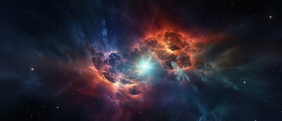 A Wallpaper of vast and radiant nebula in the Space.  Universe - obrazy, fototapety, plakaty