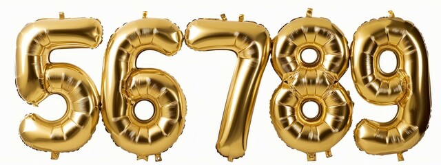 Set of golden balloon numbers set, isolated on white background.
 - obrazy, fototapety, plakaty