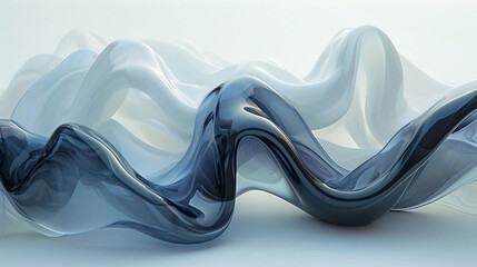 
Black abstract shape flows on a light background, wavy flow, background with wavy lines, smooth waves. Generative AI.