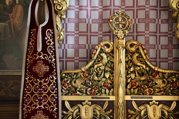 inside the church of an orthodox monastery (chrysoskalitissas) in crete in greece