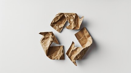 Folded Paper Recycle Shape - Environmental Concept on a Piece of Paper